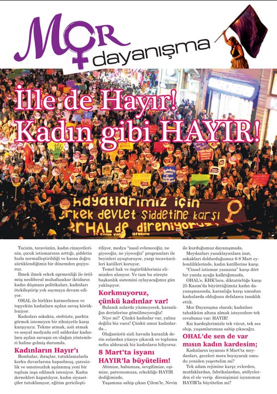 Mor Dayanışma Gazetesi Sayı 1 - mor dayanisma gazetesi sayi 1 kapak